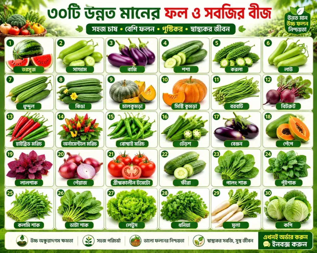 30 প্রকার সবজির বীজ